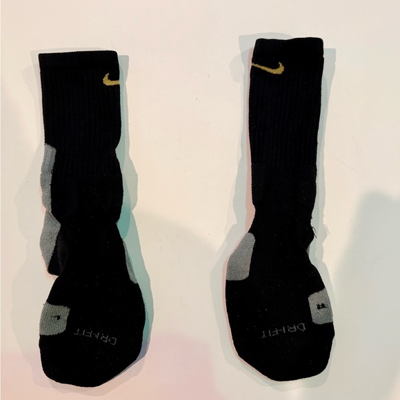 Nike Elite Basketball Crew Socks Black/Yellow Size L (Pre-Owned) - Picture 1 of 5